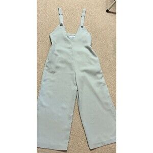 KBF light blue gray adjustable strap Romper Overalls cropped wide leg classic